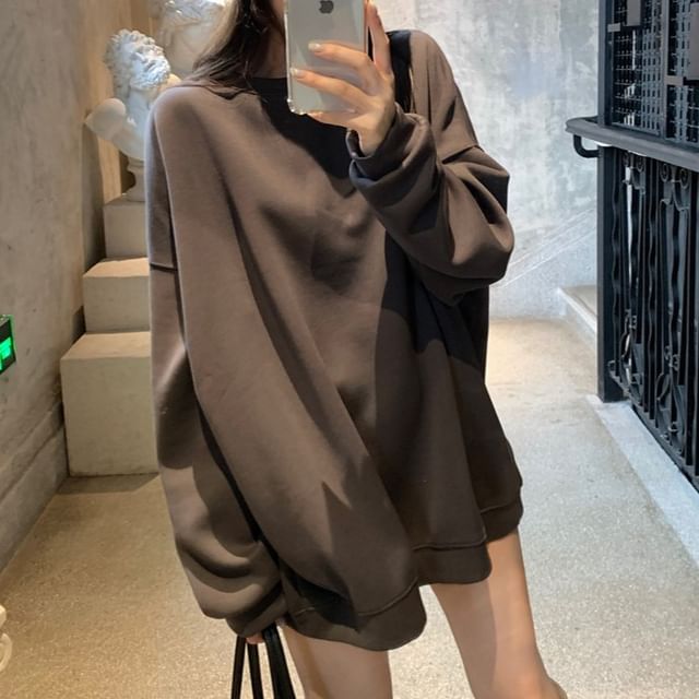 Round Neck Plain Oversized Pullover