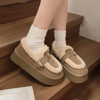 Platform Fleece Lined Loafers