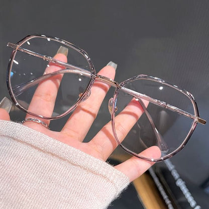 Blue Geometric Light Blocking Glasses Metal