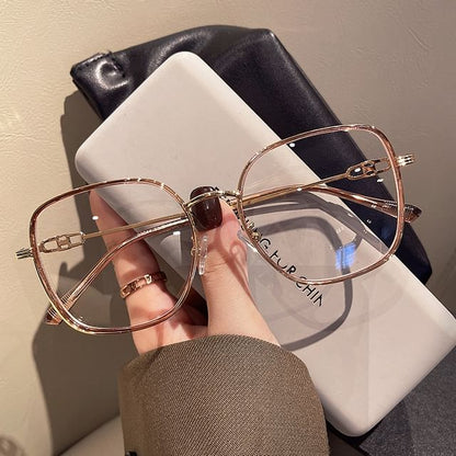 Metal Light Blocking Blue Square Glasses