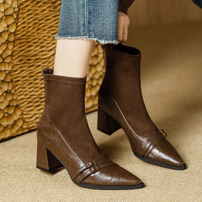 Boots Short Pointed Heel Block