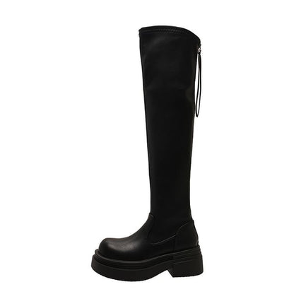 Faux Over-The-Knee Leather Platform Boots