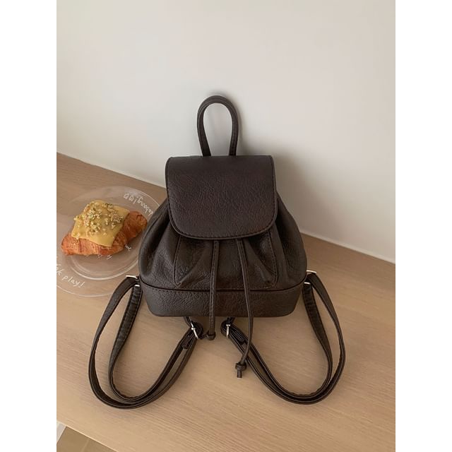 Leather Flap Faux Backpack