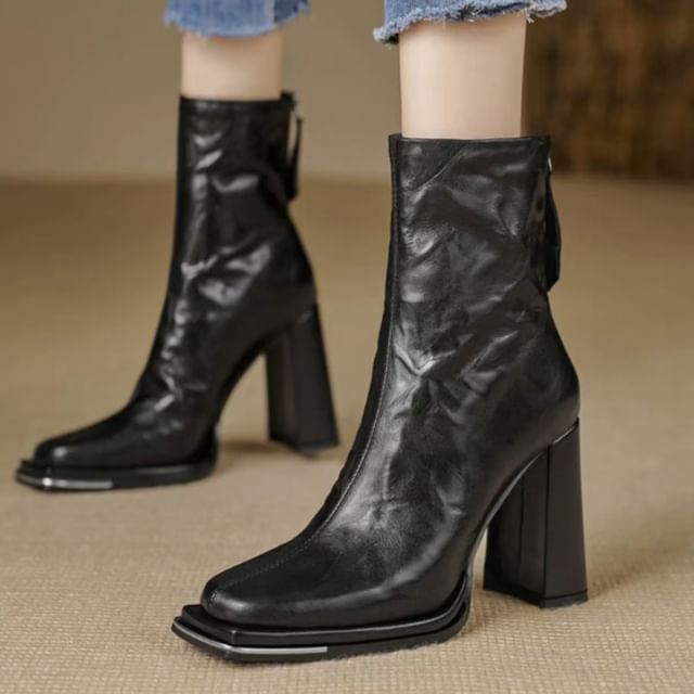 Boots Chunky Plain Short Heel
