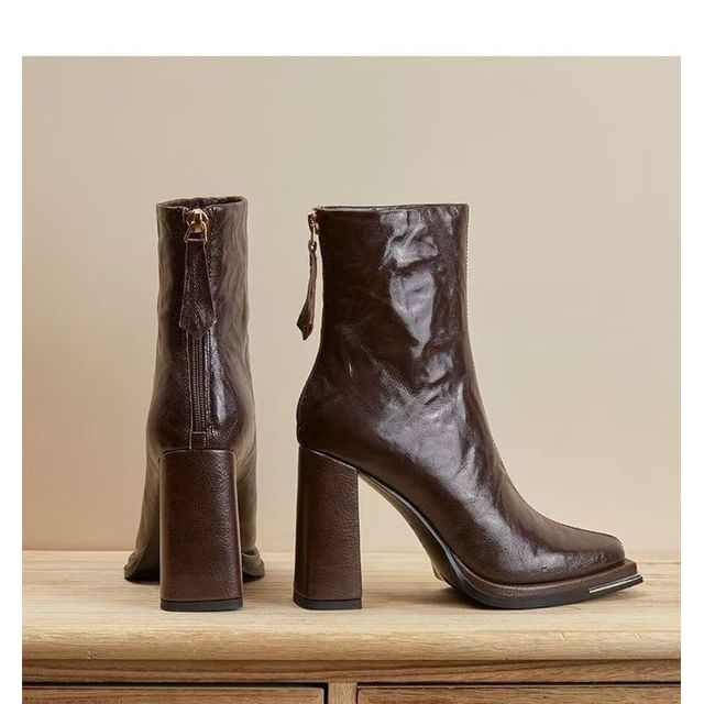 Boots Chunky Plain Short Heel