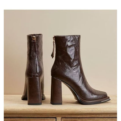 Boots Chunky Plain Short Heel