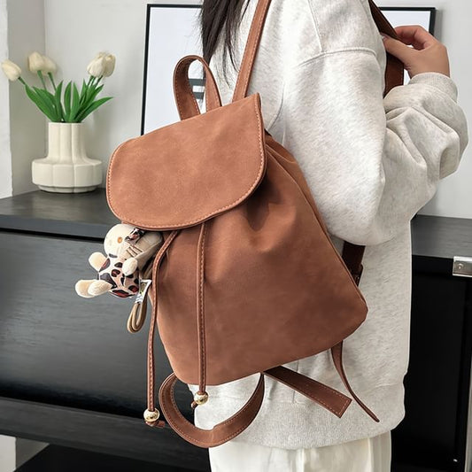 Backpack Faux Suede Flap