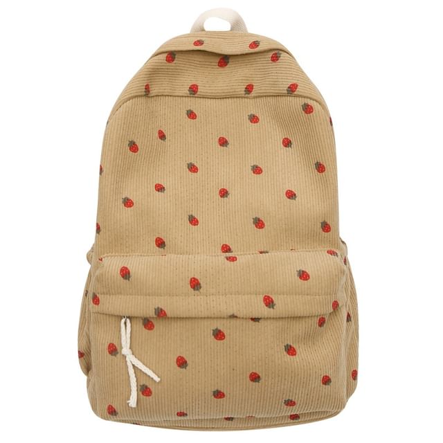 Multi-Pocket Strawberry Backpack Print