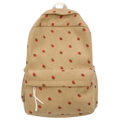 Multi-Pocket Strawberry Backpack Print