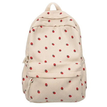 Multi-Pocket Strawberry Backpack Print