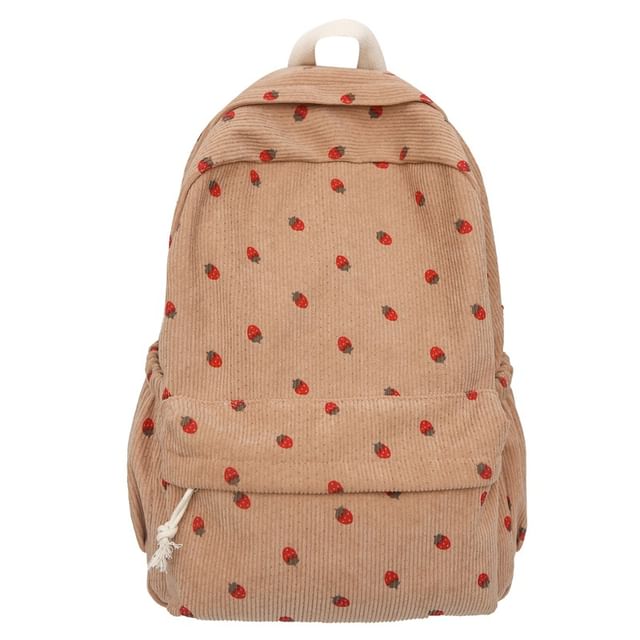 Multi-Pocket Strawberry Backpack Print
