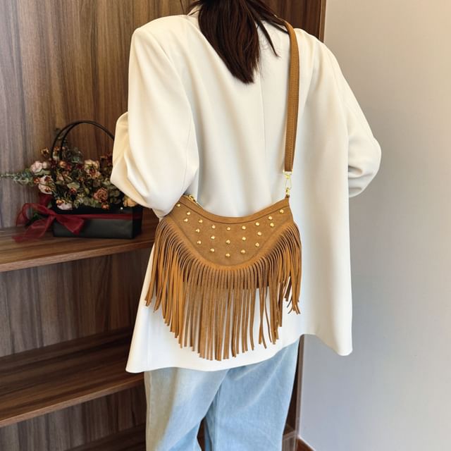 Crossbody Bag Studded Tassel