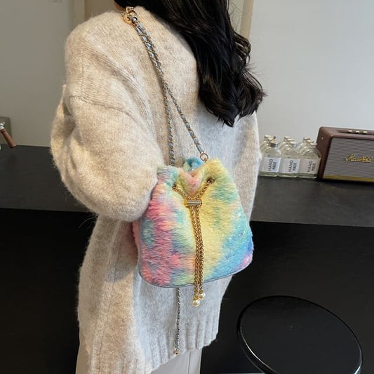 Print Bucket Chain Strap Star Bag Gradient