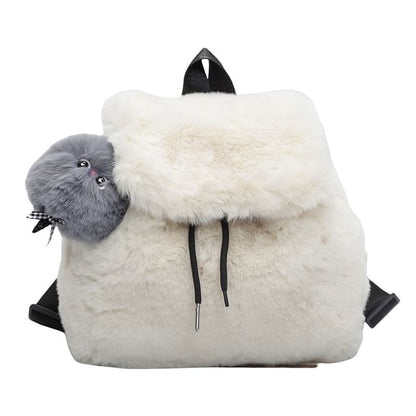 Flap Bag / Set Charm Fluffy Backpack