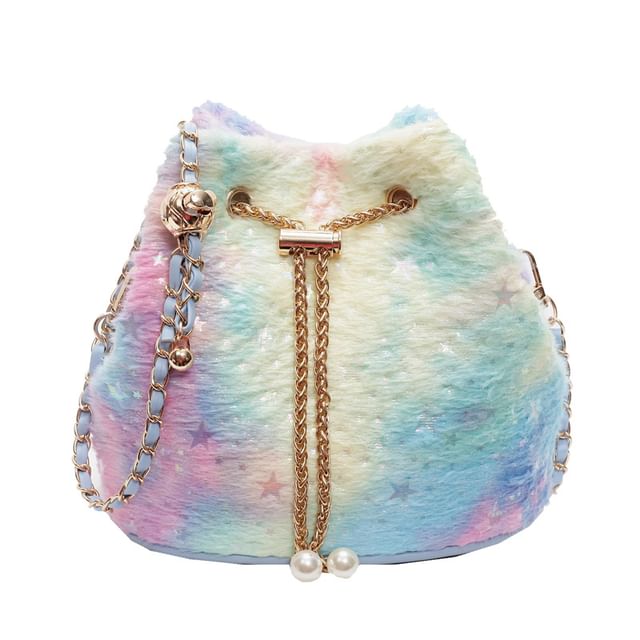 Print Bucket Chain Strap Star Bag Gradient