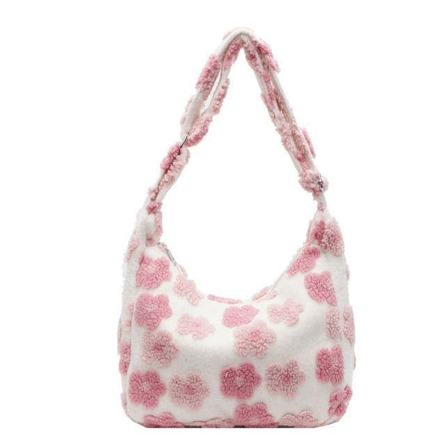 Floral Bag Shearling Faux Tote
