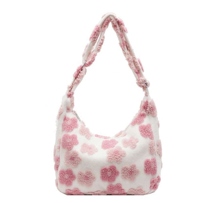 Floral Bag Shearling Faux Tote