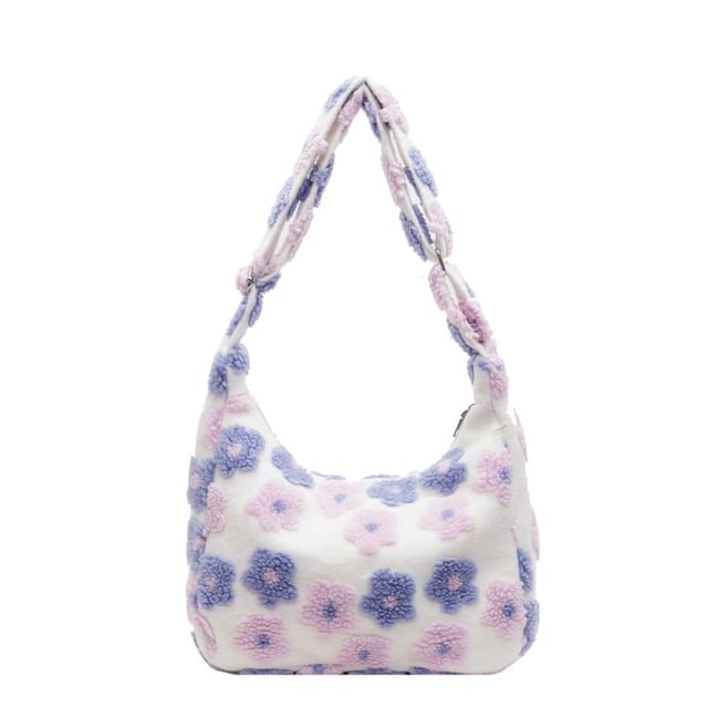 Floral Bag Shearling Faux Tote