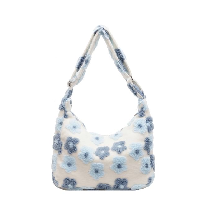 Floral Bag Shearling Faux Tote