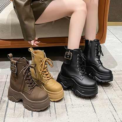 Lace-Up Boots Short Platform