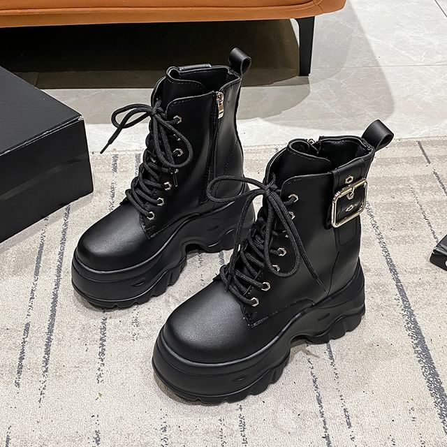 Lace-Up Boots Short Platform
