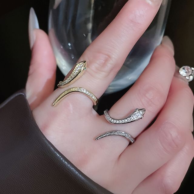 Snake Ring Rhinestone Open