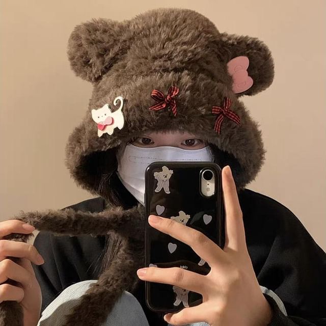 Fluffy Bear Hat Dog / Ear Bow