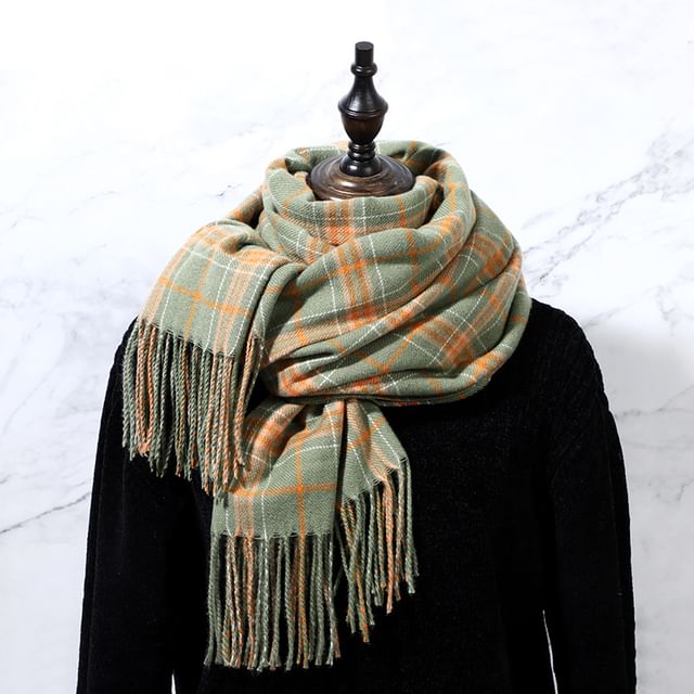 Plaid Scarf Fringe