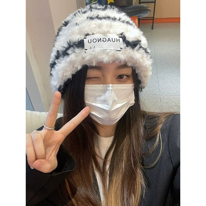 Beanie Cable Plain Fluffy / Knit