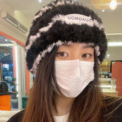 Beanie Cable Plain Fluffy / Knit