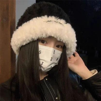 Beanie Cable Plain Fluffy / Knit