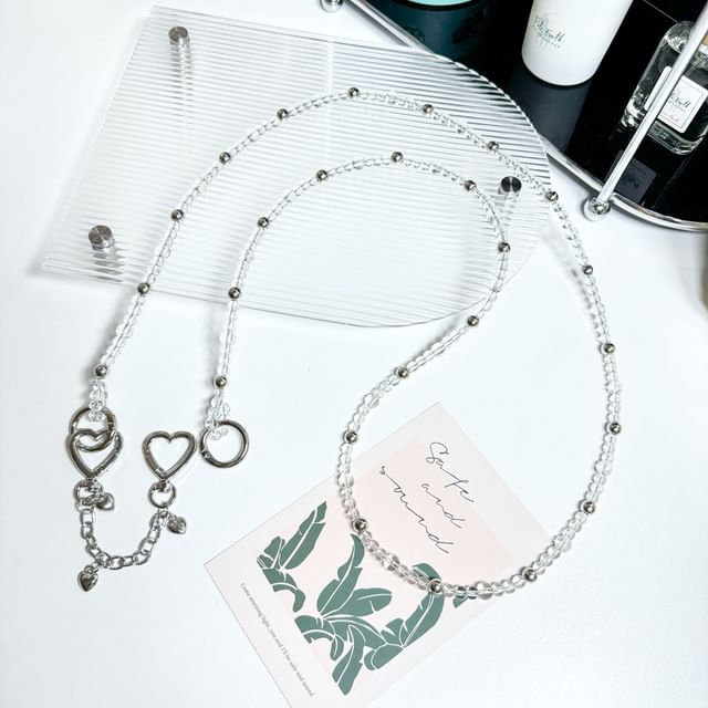 Phone Faux Alloy Buckled Lanyard Crystal Heart