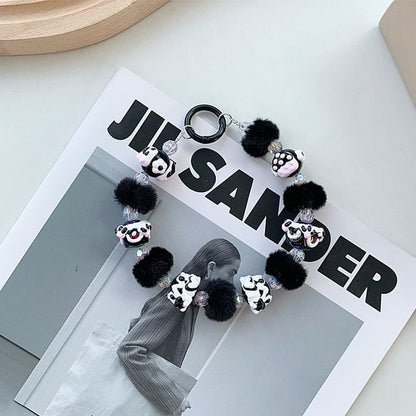 Bead Heart Phone Strap Pom