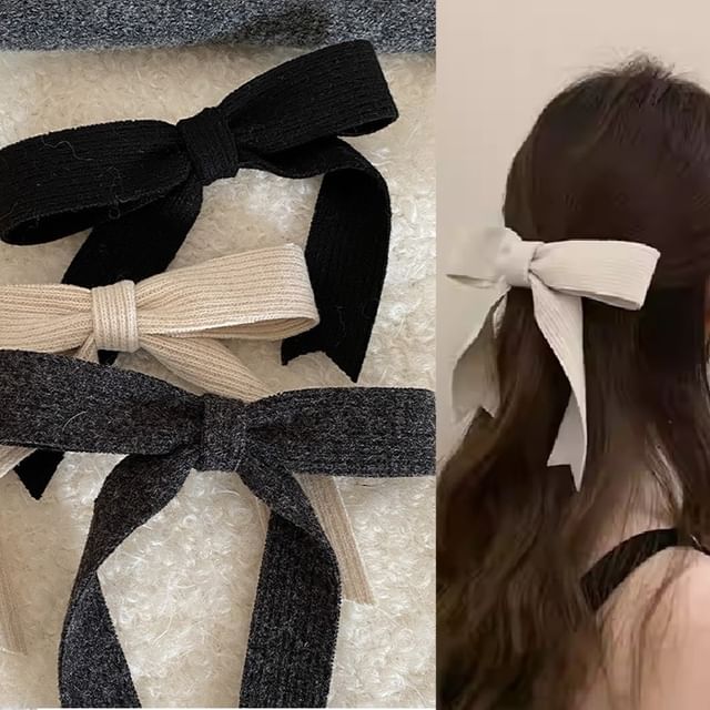 Plain Bow Knitted Hair Clip