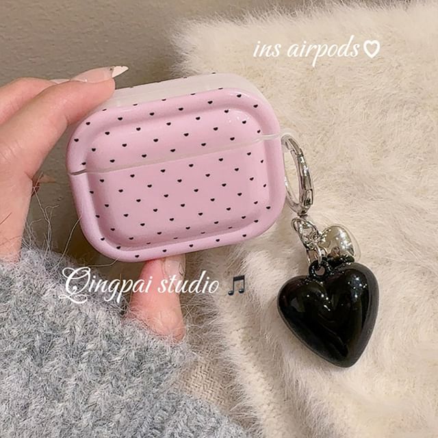 Dotted AirPods / Pro Earphone Case Skin / Heart Charm / Set