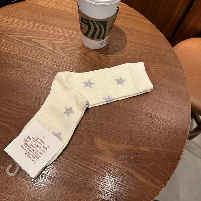 Star Embroidered Crew Socks