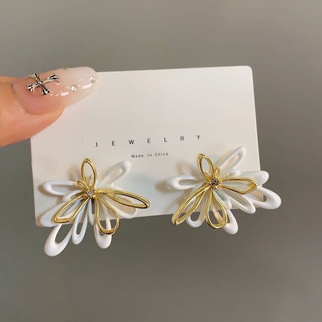 Glaze Floral Stud Earring Alloy