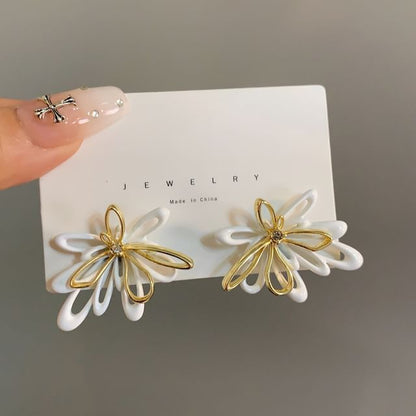 Glaze Floral Stud Earring Alloy