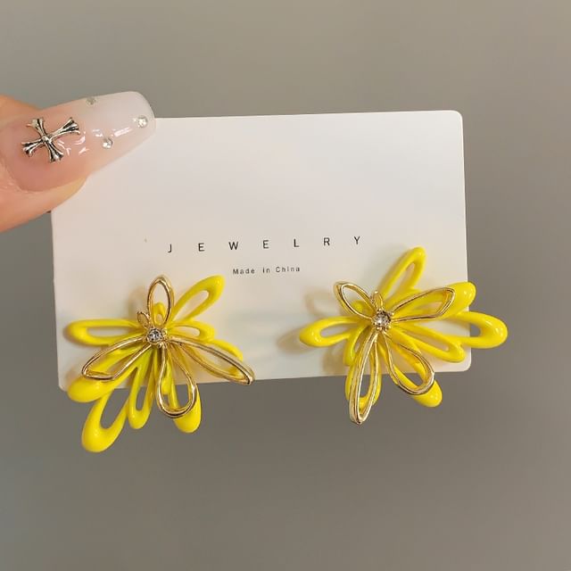 Glaze Floral Stud Earring Alloy