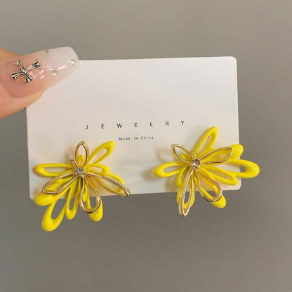 Glaze Floral Stud Earring Alloy
