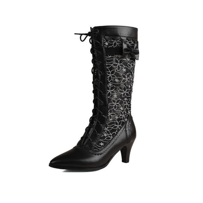 Heel Boots Short Block Lace