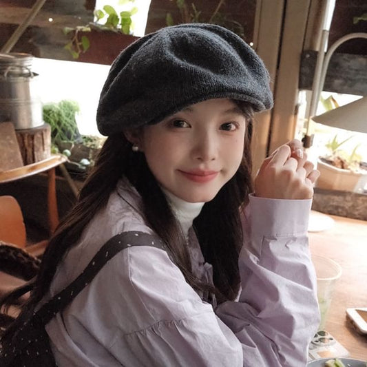 Knit Plain Cap Newsboy