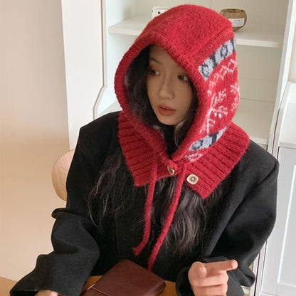 Snowflake Balaclava Print Knit