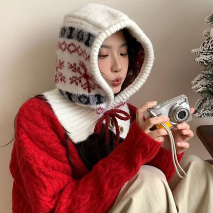 Snowflake Balaclava Print Knit