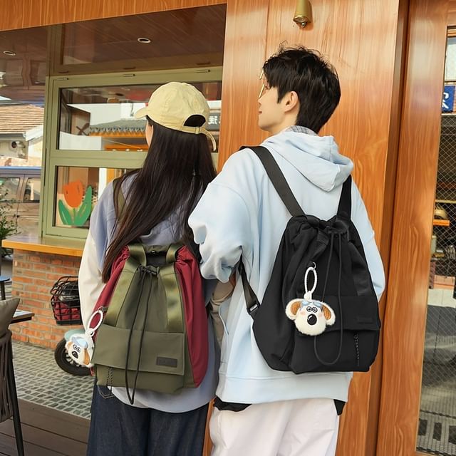 / Drawstring Set Charm Backpack Bag Nylon