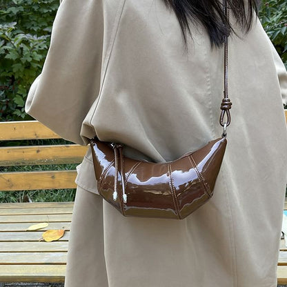 Leather Plain Bag Faux Crossbody