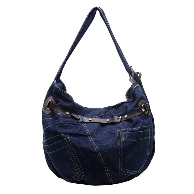 Denim Buckled Bag Washed Crossbody