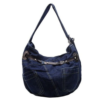 Denim Buckled Bag Washed Crossbody
