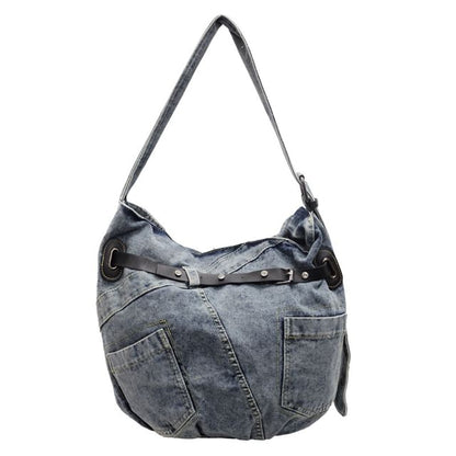 Denim Buckled Bag Washed Crossbody