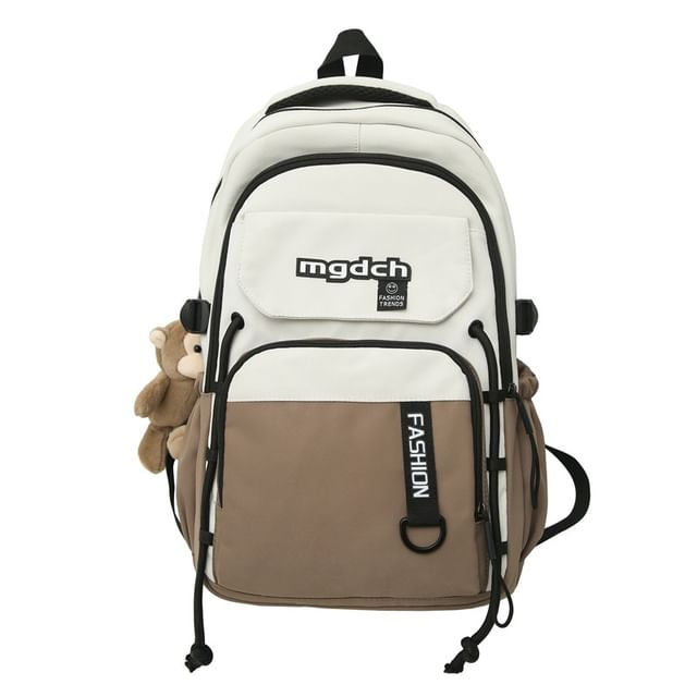 / Charm Tone Laptop Two Set Bag Lettering Nylon Print Tote Backpack